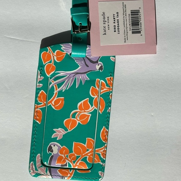 NEW! Kate Spade ♠️ Green Leather Travel luggage Tag - Picture 9 of 9
